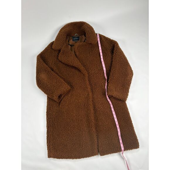 Lucky Brand Sherpa Coat Women’s Size Large | Brown Teddy Faux Shearling Jacket - Picture 5 of 6